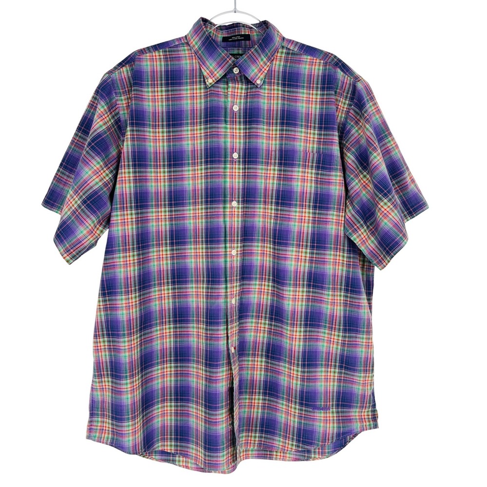 Daniel Cremieux Collection Mens XL Purple Plaid Italian Fabric Button Down Shirt